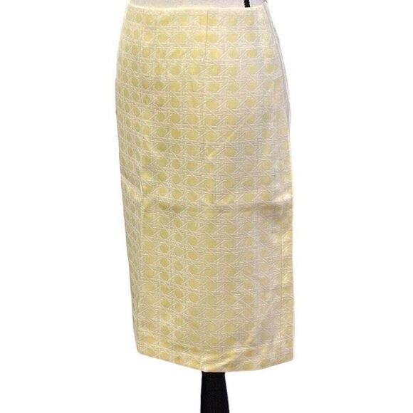 Alex Marie Pencil Skirt Size 6 Yellow Lined Center Back Zipper Slit - Picture 3 of 16